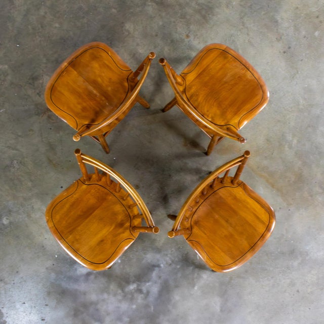 Mid-20th Century Early American Style Dining or Side Chairs Maple Windsor Hitchcock Stamped Set of 4 For Sale - Image 12 of 18