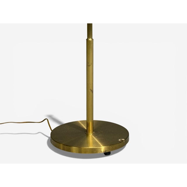 Armaturhantverk Göteborg, Articulating Floor Lamp, Brass, Fabric, Sweden, 1960s For Sale - Image 9 of 11