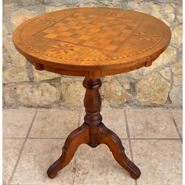 1940s Round Game Table With Marquetry Top, 1940s For Sale - Image 5 of 10