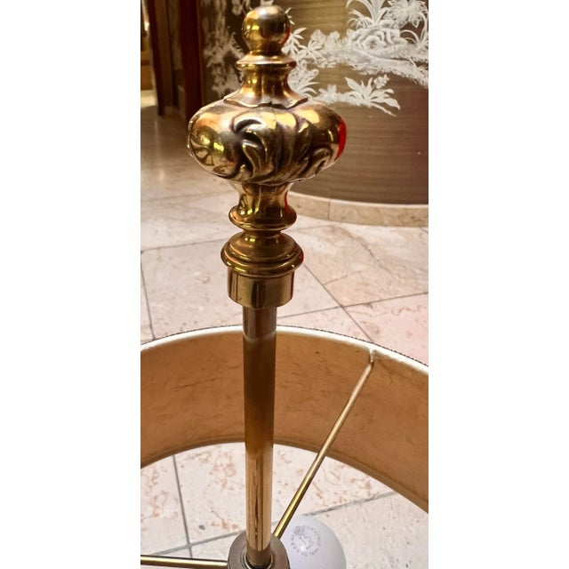 Vintage Stiffel Brass Bouillotte Table Lamp, Three-Light, Adjustable Black Tôle Shade For Sale - Image 6 of 10