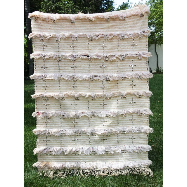 Tribal Moroccan Handcrafted Wedding Blanket Throw with Sequins 8 For Sale In Palm Springs - Image 6 of 13