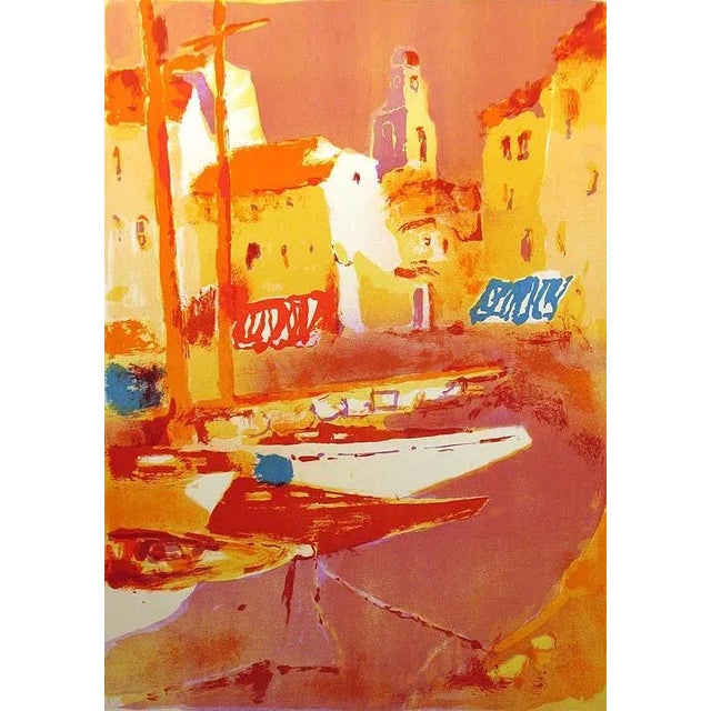 Robert Delval "St. Tropez" Signed Numbered Unframed Lithograph, South of France For Sale