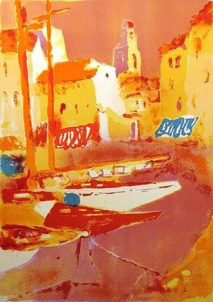 Robert Delval "St. Tropez" Signed Numbered Unframed Lithograph, South of France