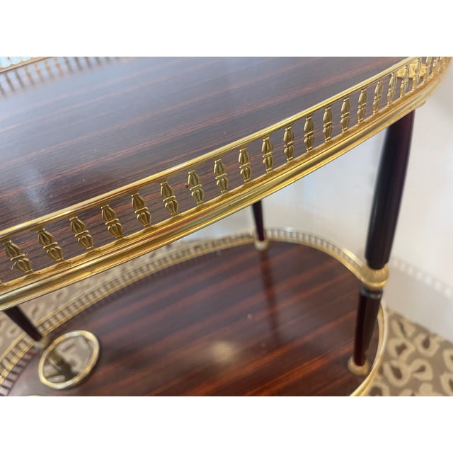 !950s Bar Cart Brass Gallery & Veneer, Italy For Sale - Image 9 of 13