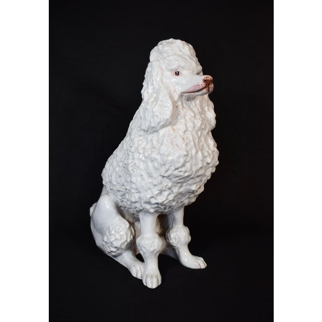 Vintage Regency White Glazed Ceramic Sitting Poodle, Italy 1960's For Sale - Image 15 of 17