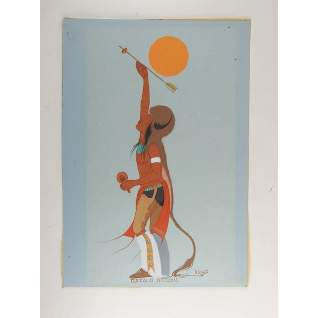 Native American Danny Kaler Buffalo Offering Native American Painting For Sale - Image 3 of 3