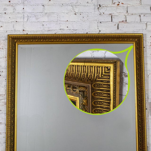 Late 20th Century Neoclassical to Traditional Large Wall Mirror Rectangular Antiqued Gold Frame For Sale - Image 17 of 18