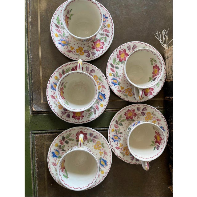 Ceramic Set of Five (5) Vintage Mason’s English Demitasse and Saucers For Sale - Image 7 of 10