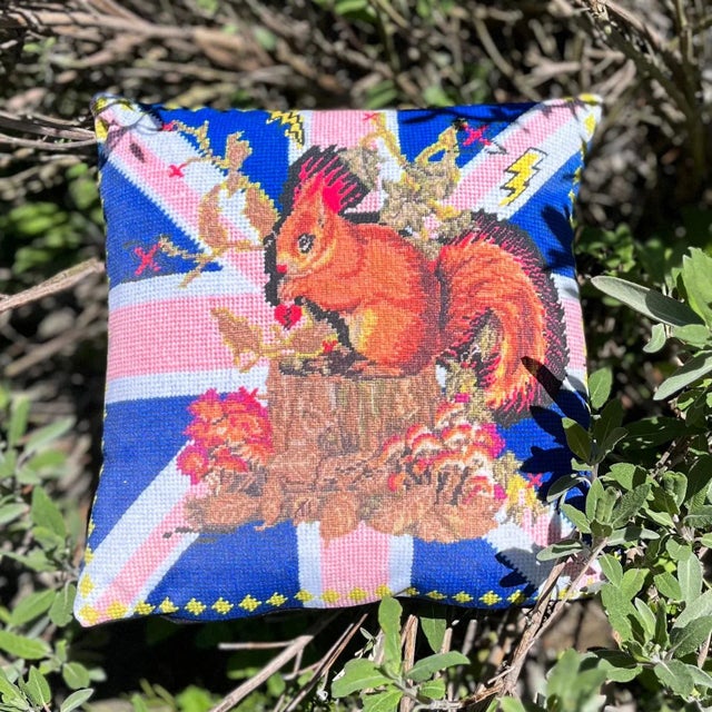 not needlepoint Have you ever seen a blaze of hot pink scurrying up a tree? Chances are you spotted a punk squirrel....
