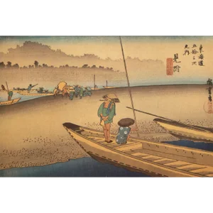 1960 After Hiroshige "The 53 Stations of Tokaido Road: 28th Station", French Ukiyo-E Print