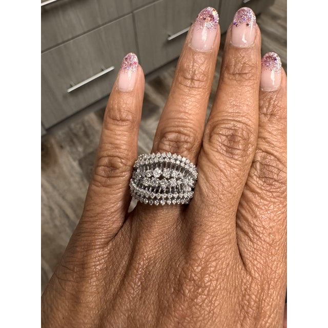 Metal Roshe Jewels Diamond Ring 1.49 Carat Natural Diamonds 14kw Gold Cocktail Ring, Size 7 For Sale - Image 7 of 8