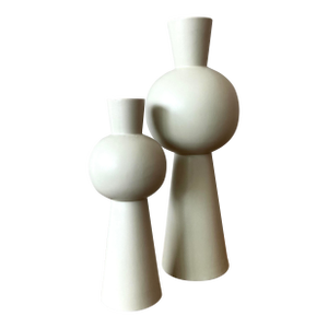 Vintage Boho Glazed Ceramic Vase - Set of 2