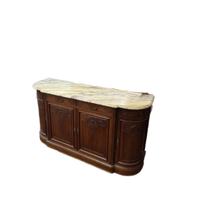 Late 19th Century French Walnut Marble Top Credenza For Sale - Image 4 of 14
