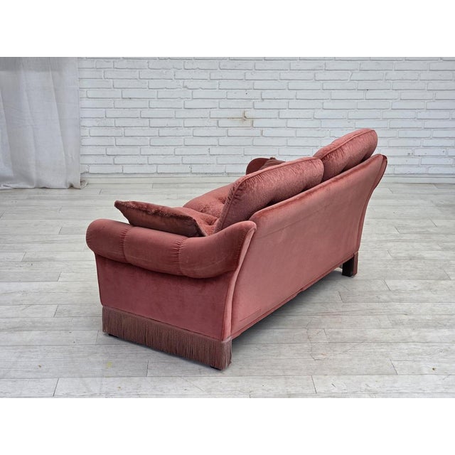 Scandinavian 2-Seater Sofa in Pink Furniture Velour, 1980s For Sale - Image 13 of 17