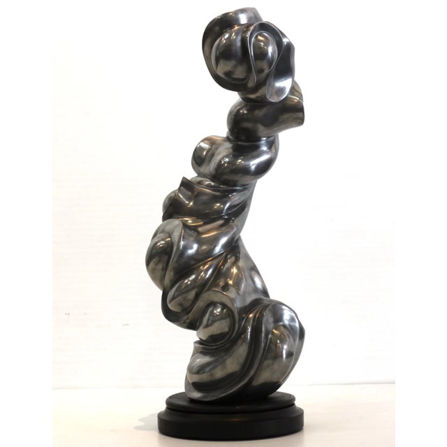Mid-Century Modern 26 Inches Tall Abstract Original Sculpture by Jacob Burmood - Cold Cast Aluminum Artwork "Fluctuation" For Sale - Image 3 of 13