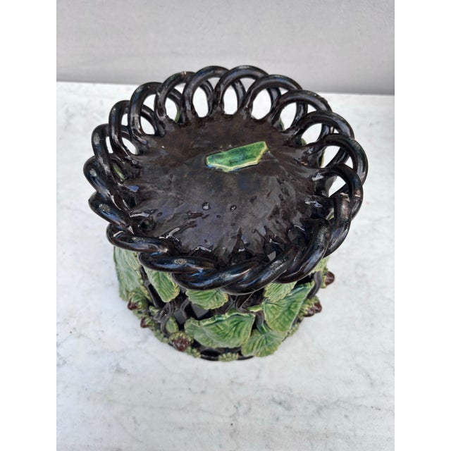 19th Century French Majolica Palissy Reticulated Cache Pot Roanne For Sale In Austin - Image 6 of 7
