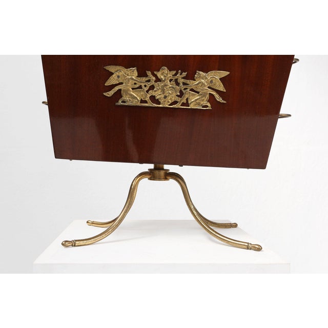 Wood Magazine Rack with Messing Decorations and Feet, France, 1950s For Sale - Image 7 of 12