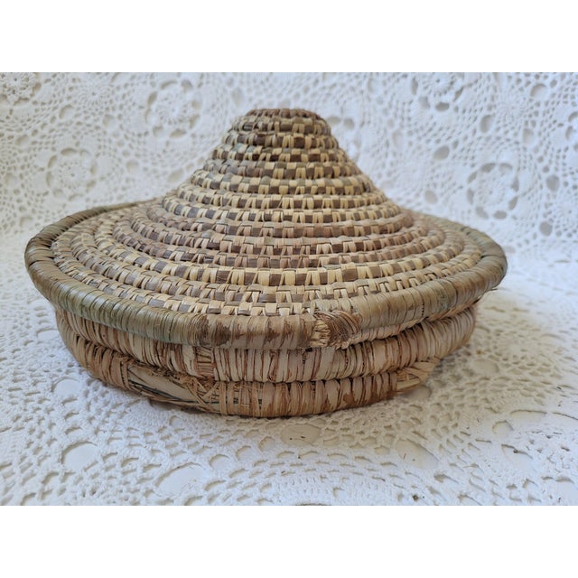 1960s 1960s Large Handwoven Lidded Storage Basket For Sale - Image 5 of 6