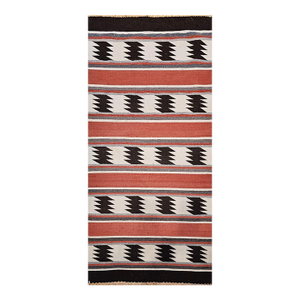 Vintage Native American Navajo Rug, Handwoven Wool, Banded Geometric Pattern, 3x5
