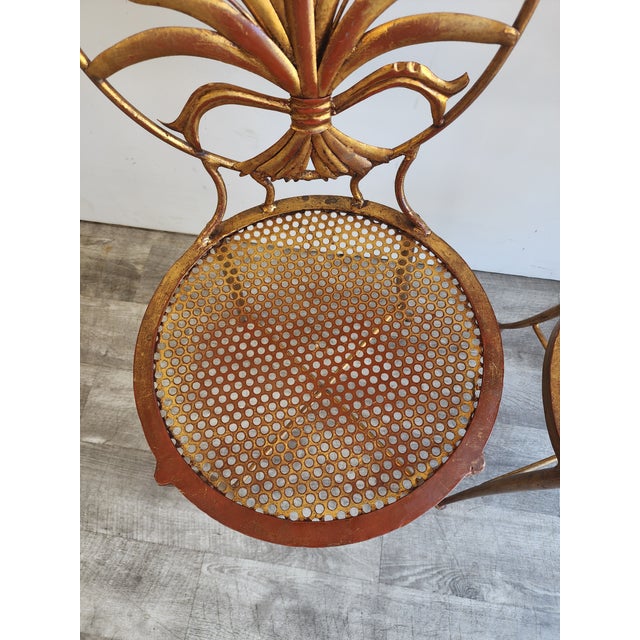 Pair of 1960s Italian Gilt Metal Wheat Sheaf Chairs by S. Salvadori For Sale - Image 13 of 17