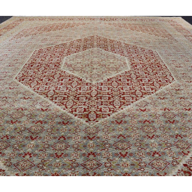 Antique Persian Tabriz Distressed Rug With Geometric Diamond Design For Sale - Image 9 of 13