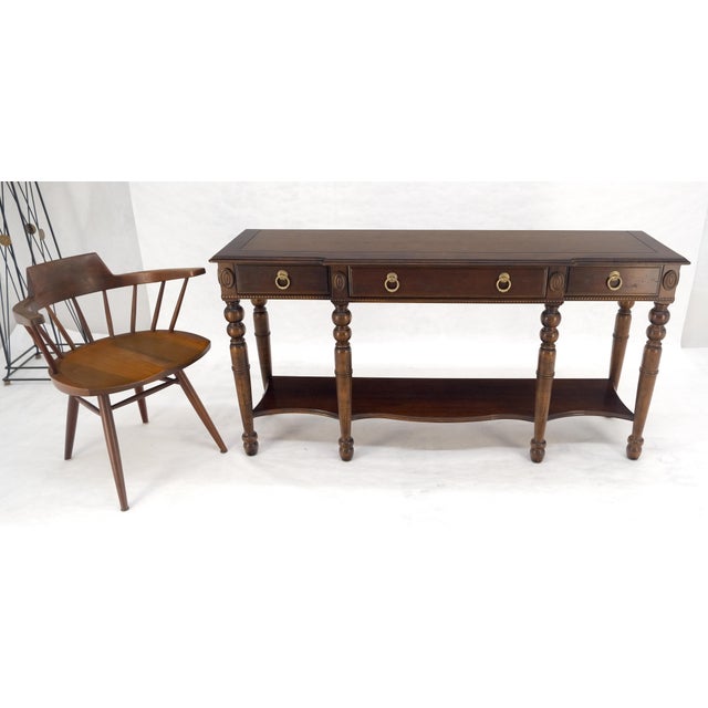 Spanish Colonial Style 3 Drawers 60" Wide Console Table Credenza Brass Pulls For Sale - Image 11 of 16