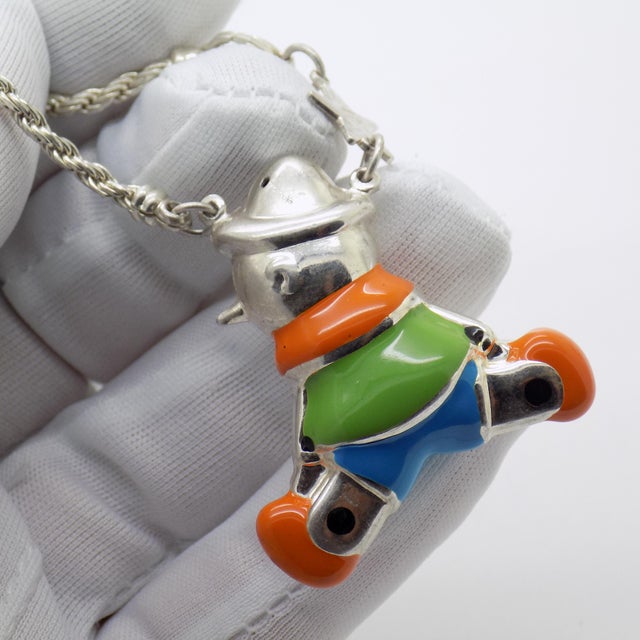 Vintage Italian Handmade Sterling Silver 925 Children Bracelet with Large Pinocchio Pendant, 1980s For Sale - Image 6 of 12