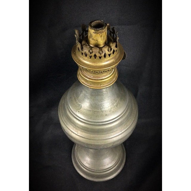 Metal 1940s Large Oil Lamp - Pewter, No Hallmark For Sale - Image 7 of 7