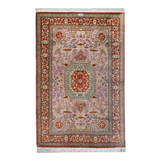 1980s Vintage Qum Silk Rug For Sale