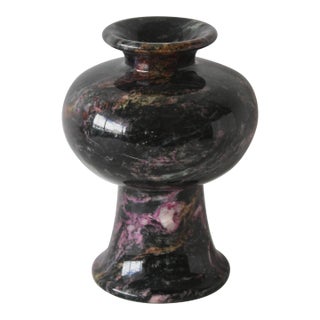Vintage Black Pink Orange Green Yellow Pink Purple Marble Fluted Vase For Sale