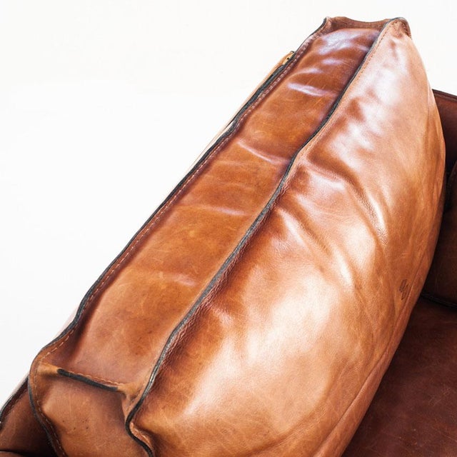 Vintage Camel Buffalo Leather Club Chair from Roche Bobois, France, 1980s For Sale - Image 18 of 18