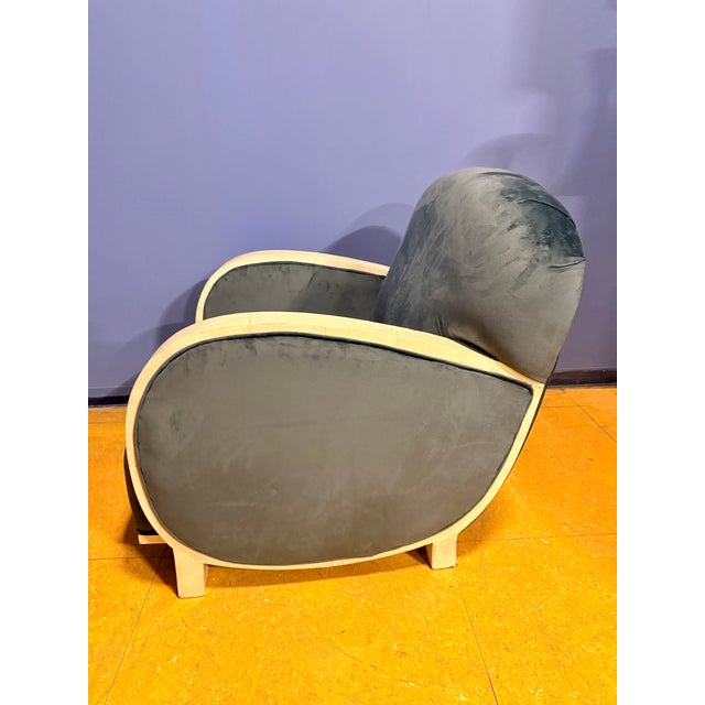 1940s Art Deco Club Chairs in Parchment and Avion-Colored Velvet, 1930s, Set of 2 For Sale - Image 5 of 9