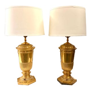 Pair of Mid Century Urn Lamps For Sale