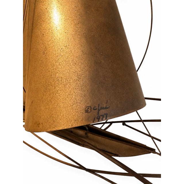 An exceptional signed Curtis Jere/Artisan House monumental mixed-metal wall sculpture depicting a graceful racing sailboat...