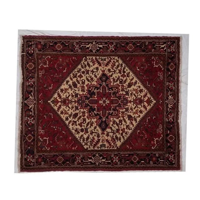 Textile 1960s Persian Heriz Rug 5'3" X 6'3" For Sale - Image 7 of 7