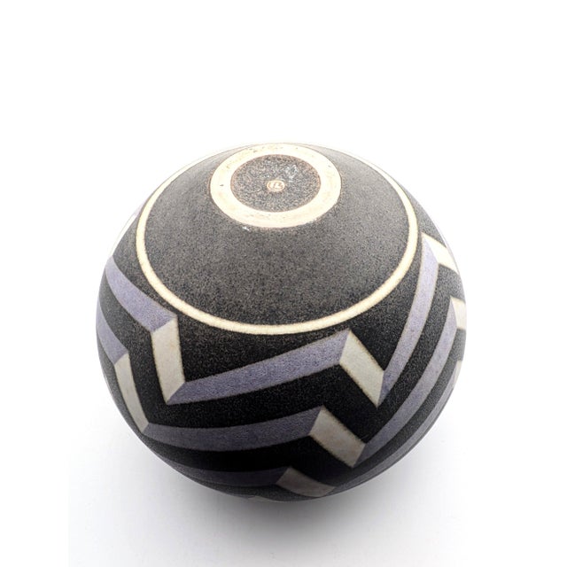 German Studio Ceramic Vase with Chevron Pattern by Inke Lerch-Brodersen For Sale - Image 3 of 5