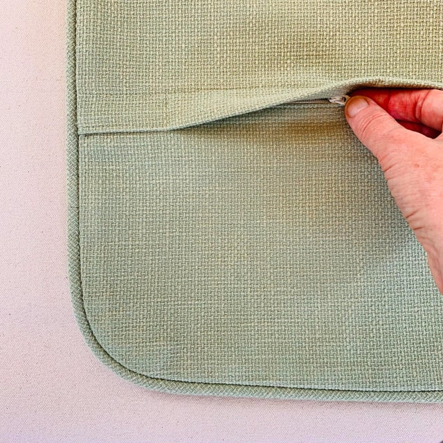 P Kaufmann Green Solid Textural Cotton Woven Fabric Sample For Sale - Image 4 of 8