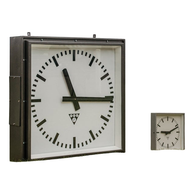 Huge Light-Up Station Clock by Pragotron, 1960s For Sale