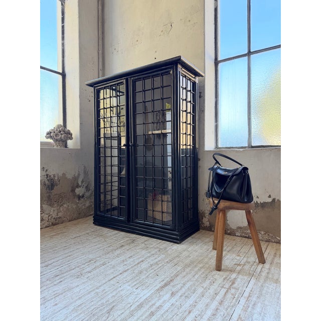 Antique Black Bamboo Glass-Fronted Bookcase, 1900s For Sale - Image 10 of 18