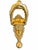 A striking antique door knocker in cast brass featuring an ornate classical figural face framed by richly detailed foliate...