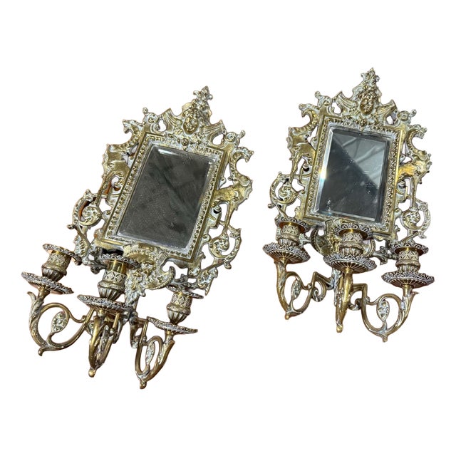 Louis XVI Mirrored Wall Sconces, Set of 2 For Sale