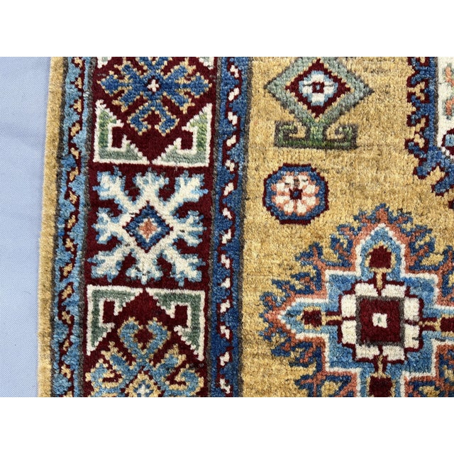 Gold Kazak Wool Rug With Three Medallions, 3'6" X 4'9" For Sale - Image 14 of 16