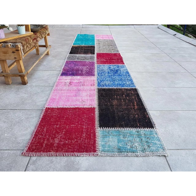 Textile Mid 20th Century Bohemian Handknotted Wool RunnerBohemian Handknotted WooL Runner For Sale - Image 7 of 10