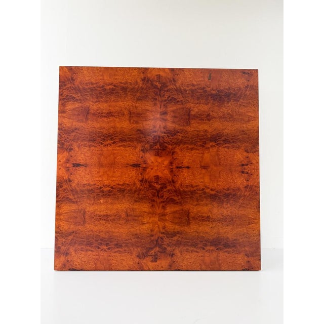 Mid-Century Modern Italian Square Coffe Table in Burl Wood and Brass, 1970s For Sale - Image 18 of 18