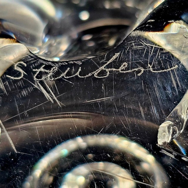 Steuben Large Crystal Art Glass Foot Coronet Bowl, Signed For Sale - Image 12 of 12