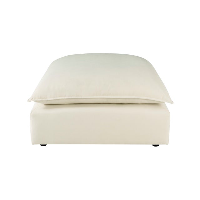 Boho Chic Cali Natural Performance Fabric Ottoman For Sale - Image 3 of 5