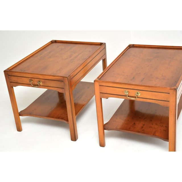 Vintage Georgian Style Side Tables in Yew Wood, 1950, Set of 2 For Sale - Image 11 of 13