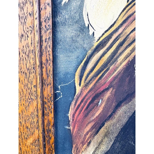 Green 1924 Native American Chief Portrait – Gouache & Watercolor on Board – Signed Kremer For Sale - Image 8 of 11