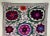 Antique Suzani textile fragment made of hand embroidery intricate scrolling of eight large flowers motifs on a handwoven...