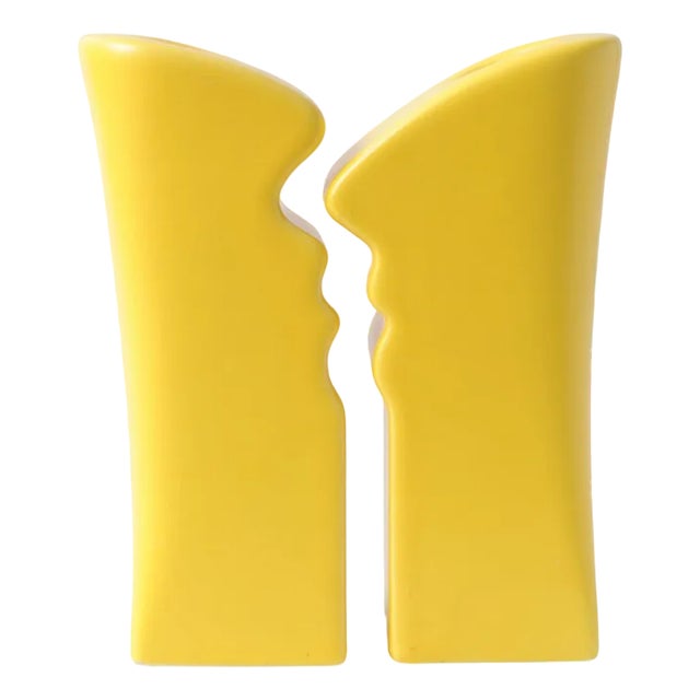 Postmodern Yellow Ceramic Candle Holders from ASA, 1980s, Set of 2 For Sale